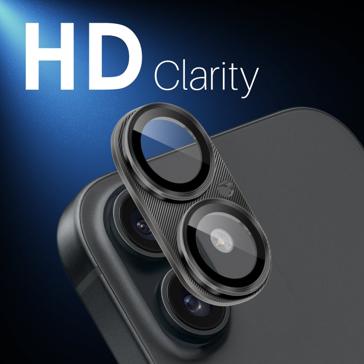 For iPhone 16 / 16 Plus NORTHJO CD Vein Camera Lens Protector Tempered Glass Rear Lens Film(Black) - iPhone 16 Tempered Glass by NORTHJO | Online Shopping UK | buy2fix