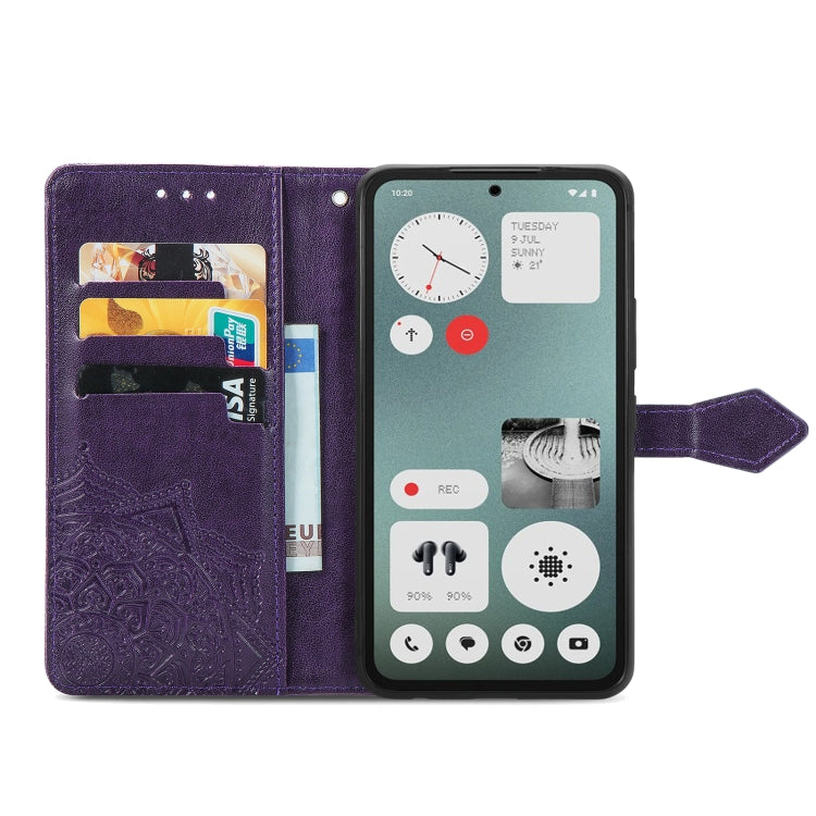 For Nothing CMF Phone 1 Mandala Flower Embossed Leather Phone Case(Purple) - Nothing Cases by buy2fix | Online Shopping UK | buy2fix