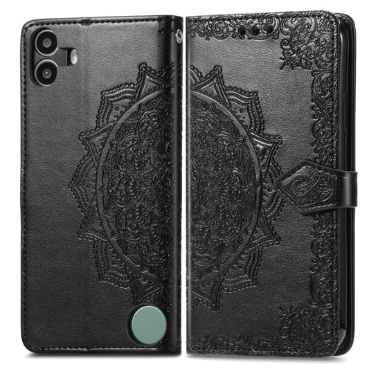 For Nothing CMF Phone 1 Mandala Flower Embossed Leather Phone Case(Black) - Nothing Cases by buy2fix | Online Shopping UK | buy2fix