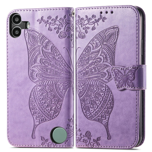 For Nothing CMF Phone 1 Butterfly Love Flower Embossed Leather Phone Case(Light Purple) - Nothing Cases by buy2fix | Online Shopping UK | buy2fix
