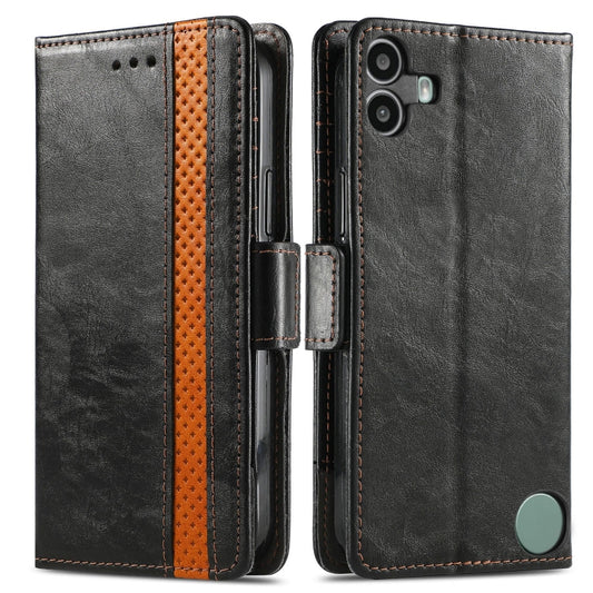 For Nothing CMF Phone 1 CaseNeo Splicing Dual Magnetic Buckle Leather Phone Case(Black) - Nothing Cases by buy2fix | Online Shopping UK | buy2fix