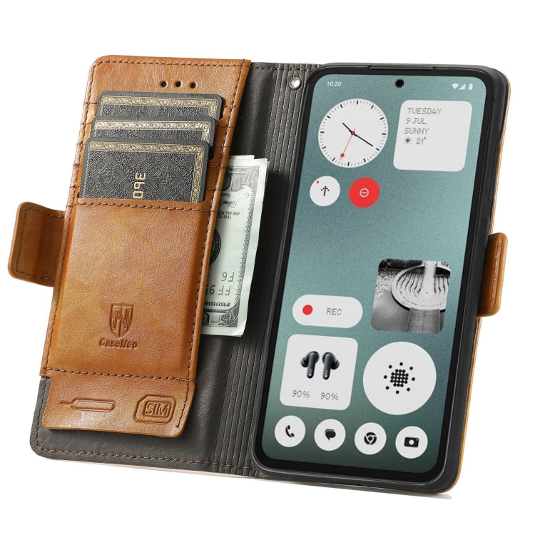 For Nothing CMF Phone 1 CaseNeo Splicing Dual Magnetic Buckle Leather Phone Case(Khaki) - Nothing Cases by buy2fix | Online Shopping UK | buy2fix