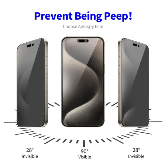 For iPhone 15 Pro Max 2pcs ENKAY Hat-Prince 28 Degree Anti-peeping Privacy Tempered Glass Film by ENKAY