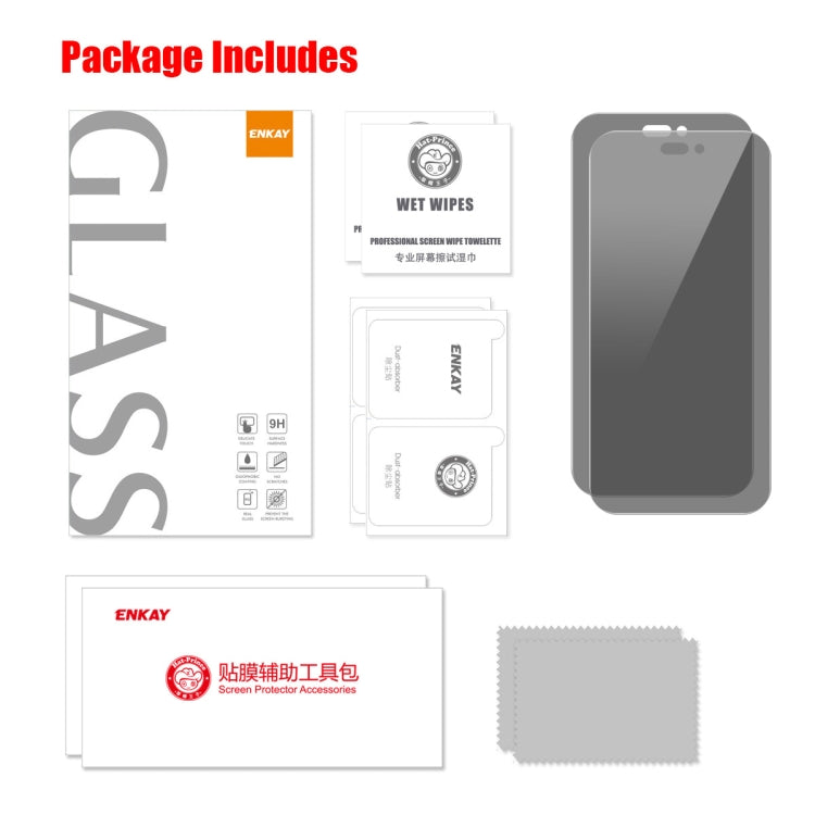 For iPhone 16 Pro 2pcs ENKAY Hat-Prince 28 Degree Anti-peeping Privacy Tempered Glass Film by ENKAY