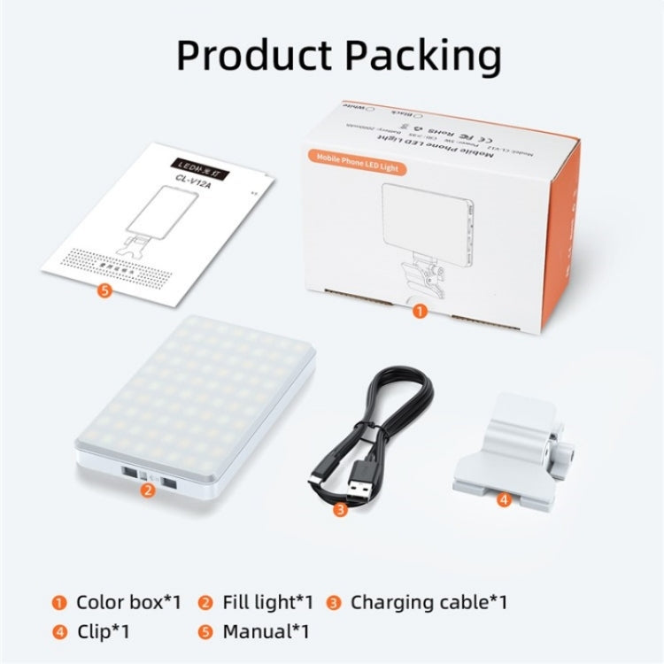 V12A Phone Laptop Video Conference Fill Lamp Portable Selfie Live Streaming LED Fill Light(Black) by buy2fix