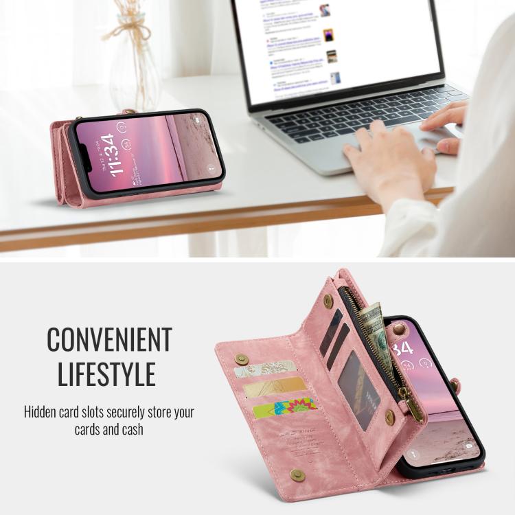 For iPhone 16e CaseMe 008 Detachable Multifunctional Leather Phone Case(Pink) - iPhone 16e Cases by CaseMe | Online Shopping UK | buy2fix