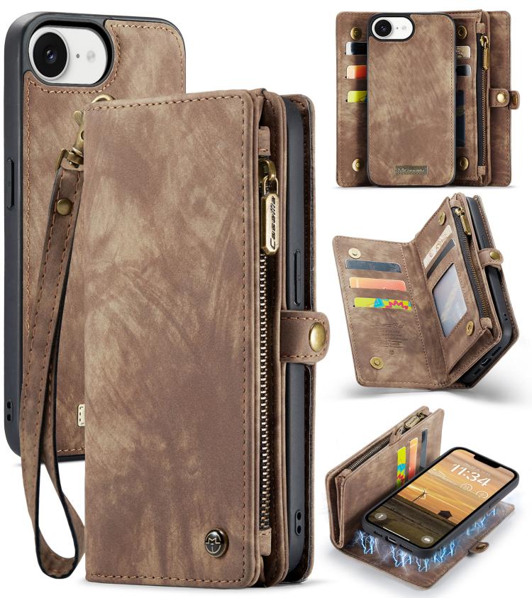 For iPhone 16e CaseMe 008 Detachable Multifunctional Leather Phone Case(Brown) - iPhone 16e Cases by CaseMe | Online Shopping UK | buy2fix