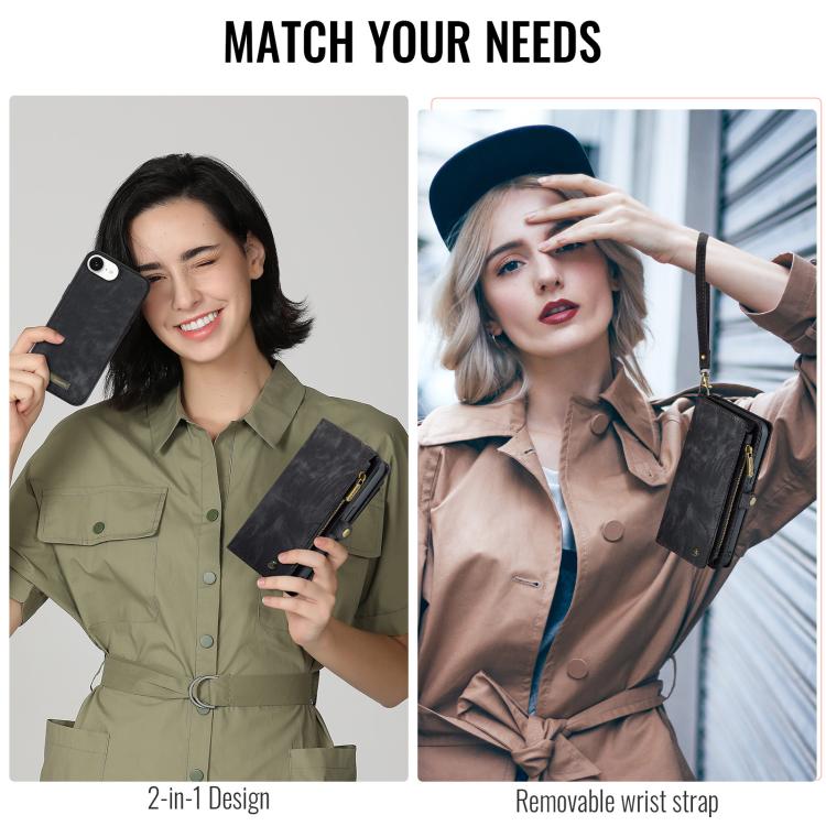 For iPhone 16e CaseMe 008 Detachable Multifunctional Leather Phone Case(Black) - iPhone 16e Cases by CaseMe | Online Shopping UK | buy2fix