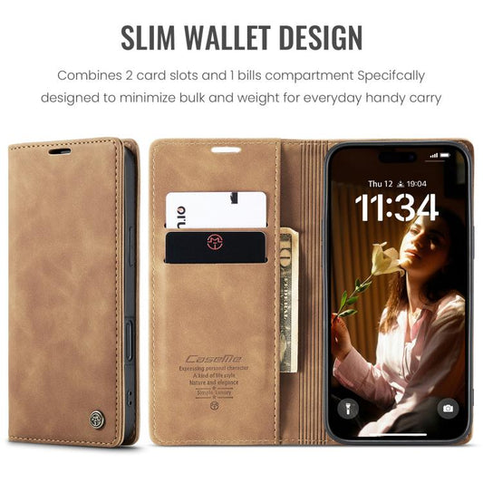 For iPhone 16 Plus CaseMe 013 Multifunctional Horizontal Flip Leather Phone Case(Brown) - iPhone 16 Plus Cases by CaseMe | Online Shopping UK | buy2fix