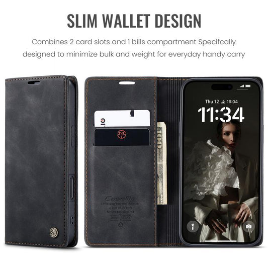 For iPhone 16 CaseMe 013 Multifunctional Horizontal Flip Leather Phone Case(Black) - iPhone 16 Cases by CaseMe | Online Shopping UK | buy2fix