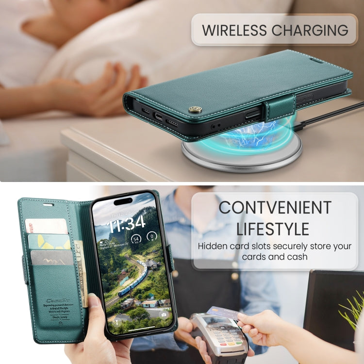 For iPhone 16 Pro Max CaseMe 023 Butterfly Buckle Litchi Texture RFID Anti-theft Leather Phone Case(Green) by CaseMe