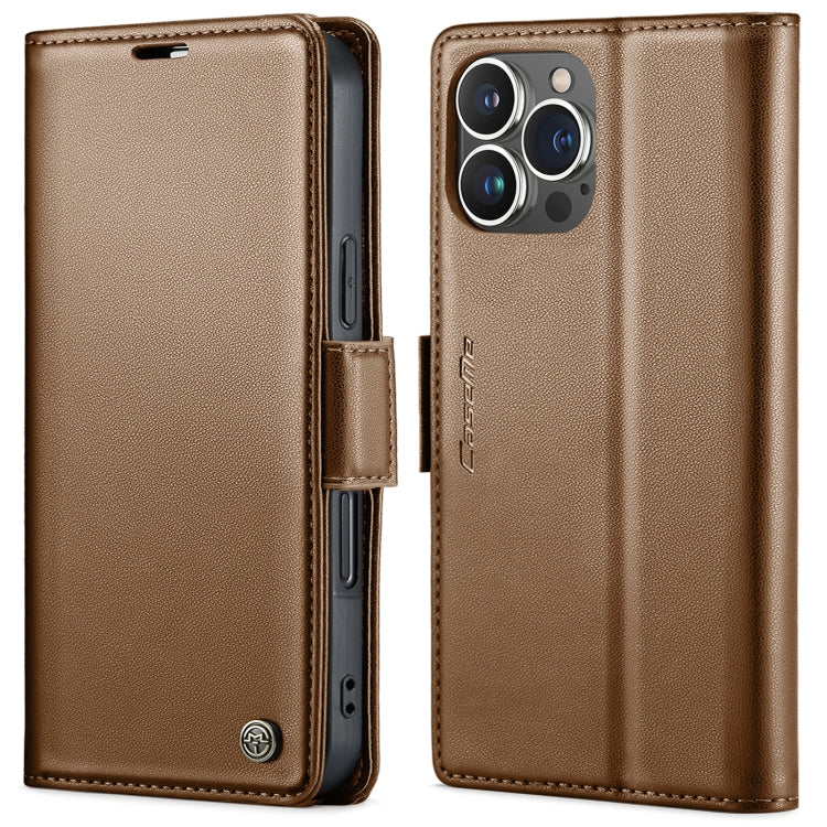 For iPhone 16 Pro CaseMe 023 Butterfly Buckle Litchi Texture RFID Anti-theft Leather Phone Case(Brown) - iPhone 16 Pro Cases by CaseMe | Online Shopping UK | buy2fix