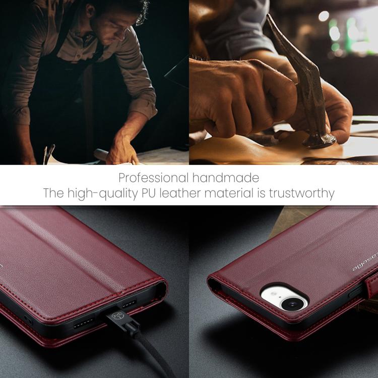 For iPhone 16e CaseMe 023 Butterfly Buckle Litchi Texture RFID Anti-theft Leather Phone Case(Red) - iPhone 16e Cases by CaseMe | Online Shopping UK | buy2fix