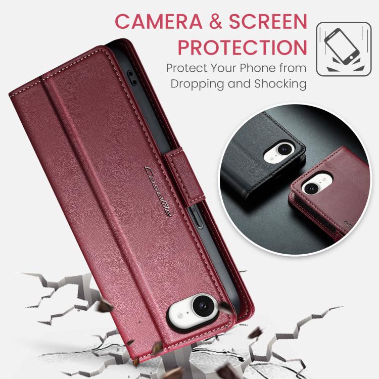For iPhone 16e CaseMe 023 Butterfly Buckle Litchi Texture RFID Anti-theft Leather Phone Case(Red) - iPhone 16e Cases by CaseMe | Online Shopping UK | buy2fix