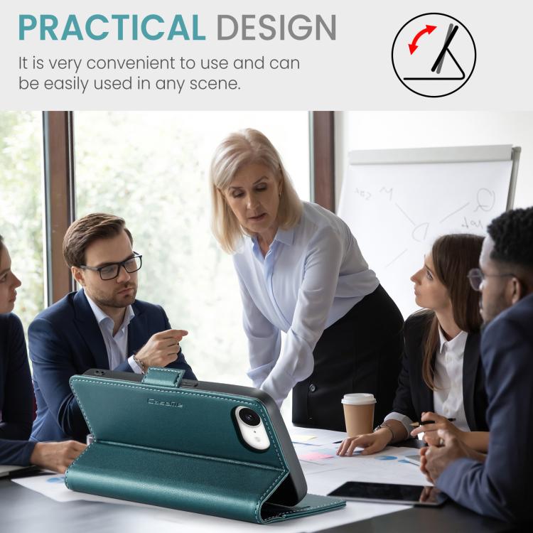 For iPhone 16e CaseMe 023 Butterfly Buckle Litchi Texture RFID Anti-theft Leather Phone Case(Green) - iPhone 16e Cases by CaseMe | Online Shopping UK | buy2fix