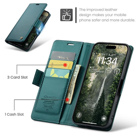For iPhone 17 CaseMe 023 Butterfly Buckle Litchi Texture RFID Anti-theft Leather Phone Case(Green) - iPhone 17 Cases by CaseMe | Online Shopping UK | buy2fix