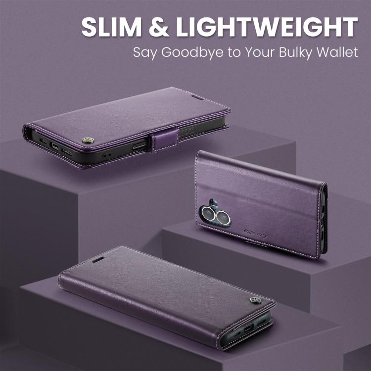 For iPhone 17 CaseMe 023 Butterfly Buckle Litchi Texture RFID Anti-theft Leather Phone Case(Purple) - iPhone 17 Cases by CaseMe | Online Shopping UK | buy2fix