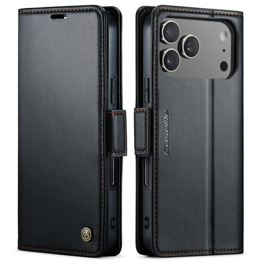 For iPhone 17 Pro CaseMe 023 Butterfly Buckle Litchi Texture RFID Anti-theft Leather Phone Case(Black) - iPhone 17 Pro Cases by CaseMe | Online Shopping UK | buy2fix