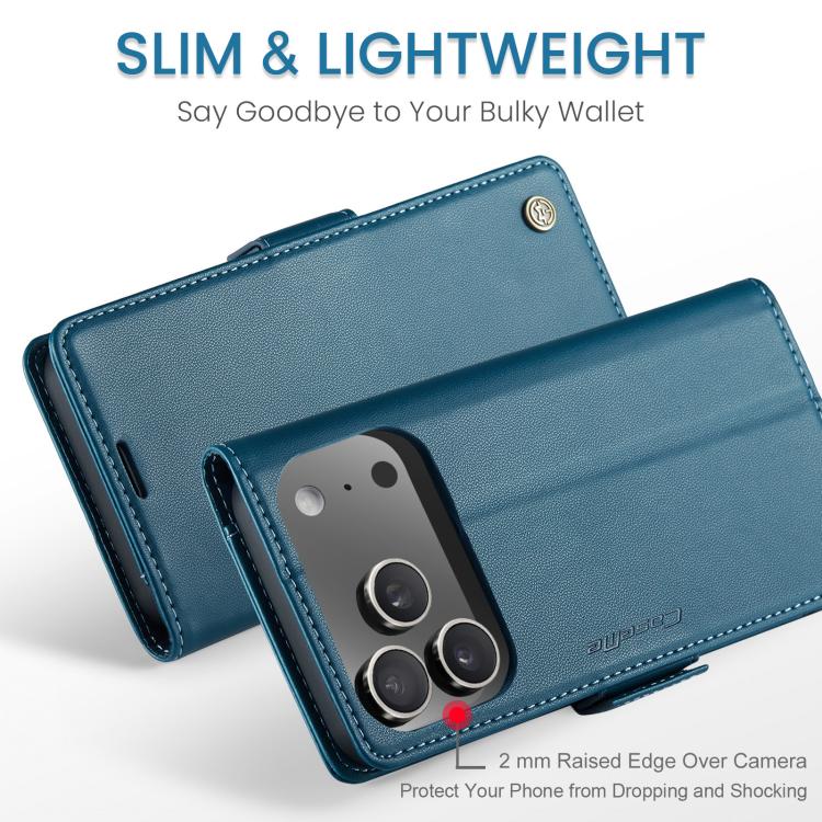 For iPhone 17 Pro Max CaseMe 023 Butterfly Buckle Litchi Texture RFID Anti-theft Leather Phone Case(Blue) - iPhone 17 Pro Max Cases by CaseMe | Online Shopping UK | buy2fix