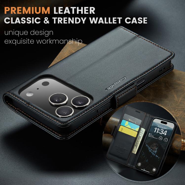 For iPhone 17 Pro Max CaseMe 023 Butterfly Buckle Litchi Texture RFID Anti-theft Leather Phone Case(Black) - iPhone 17 Pro Max Cases by CaseMe | Online Shopping UK | buy2fix