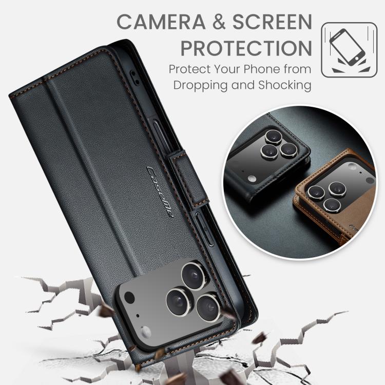 For iPhone 17 Pro Max CaseMe 023 Butterfly Buckle Litchi Texture RFID Anti-theft Leather Phone Case(Black) - iPhone 17 Pro Max Cases by CaseMe | Online Shopping UK | buy2fix