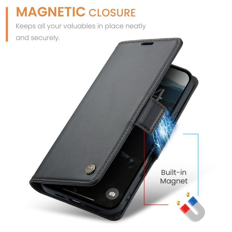 For iPhone 17 Pro Max CaseMe 023 Butterfly Buckle Litchi Texture RFID Anti-theft Leather Phone Case(Black) - iPhone 17 Pro Max Cases by CaseMe | Online Shopping UK | buy2fix