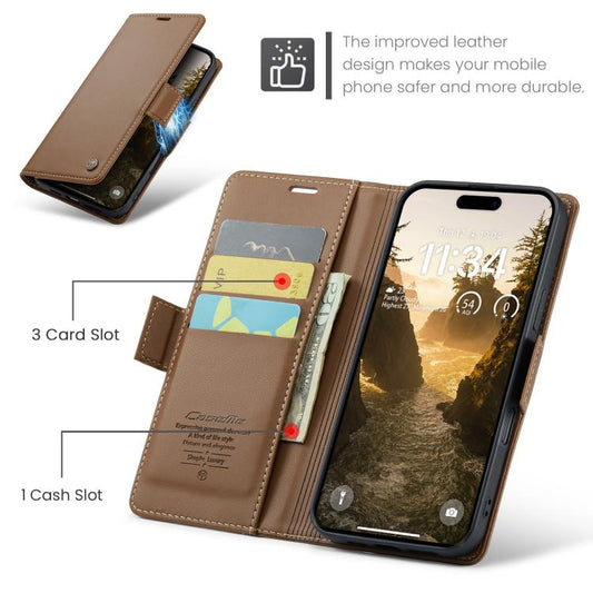 For iPhone 17 Air CaseMe 023 Butterfly Buckle Litchi Texture RFID Anti-theft Leather Phone Case(Brown) - iPhone 17 Air Cases by CaseMe | Online Shopping UK | buy2fix