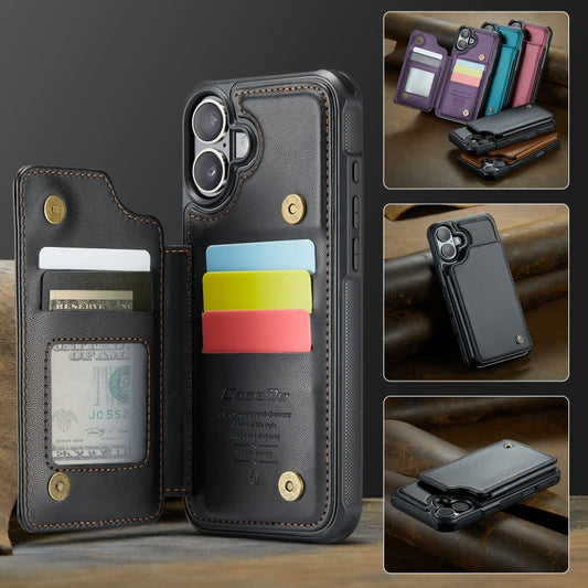 For iPhone 16 Plus CaseMe C22 Card Slots Holder RFID Anti-theft Phone Case(Black) by CaseMe