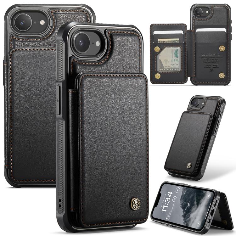For iPhone 16e CaseMe C22 Card Slots Holder RFID Anti-theft Phone Case(Black) - iPhone 16e Cases by CaseMe | Online Shopping UK | buy2fix