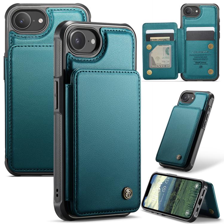 For iPhone 16e CaseMe C22 Card Slots Holder RFID Anti-theft Phone Case(Green) - iPhone 16e Cases by CaseMe | Online Shopping UK | buy2fix