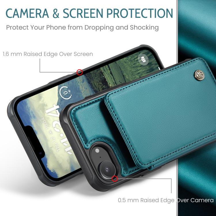 For iPhone 16e CaseMe C22 Card Slots Holder RFID Anti-theft Phone Case(Green) - iPhone 16e Cases by CaseMe | Online Shopping UK | buy2fix