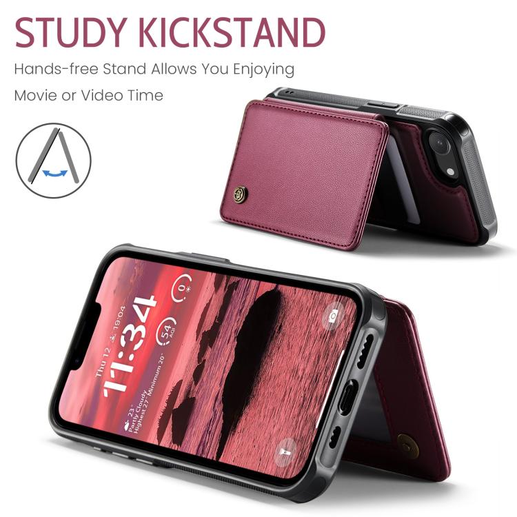 For iPhone 16e CaseMe C22 Card Slots Holder RFID Anti-theft Phone Case(Red) - iPhone 16e Cases by CaseMe | Online Shopping UK | buy2fix