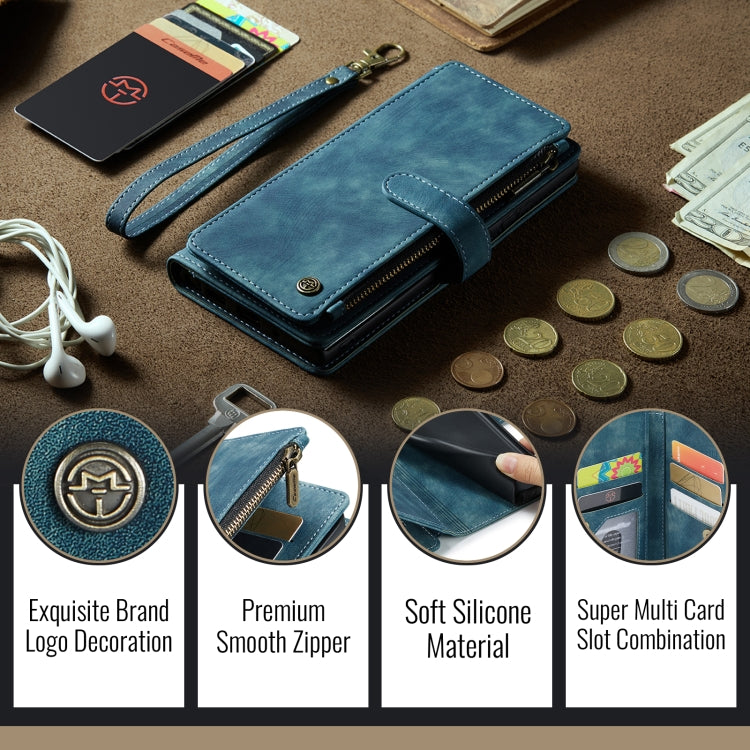 For iPhone 16 Pro CaseMe C30 Card Slots Zipper Wallet Leather Phone Case(Blue) - iPhone 16 Pro Cases by CaseMe | Online Shopping UK | buy2fix