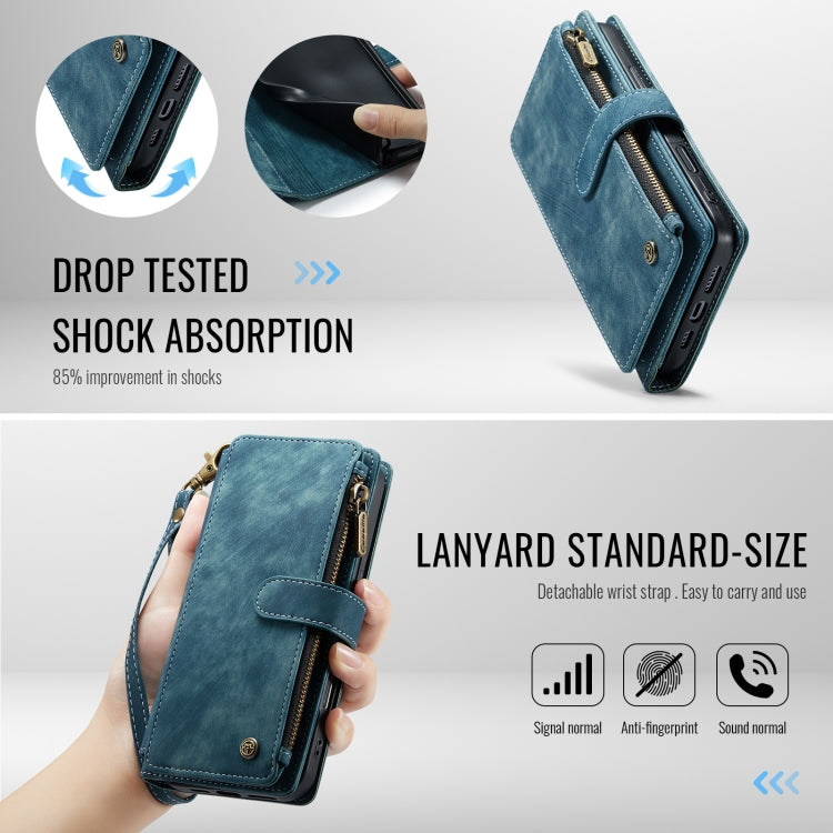 For iPhone 16 Pro CaseMe C30 Card Slots Zipper Wallet Leather Phone Case(Blue) - iPhone 16 Pro Cases by CaseMe | Online Shopping UK | buy2fix