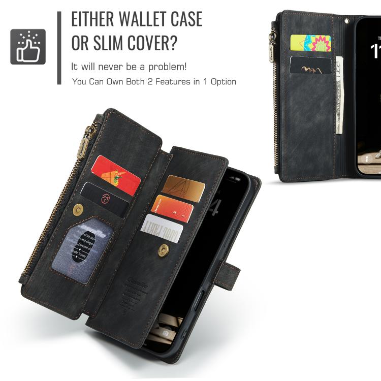 For iPhone 17 CaseMe C30 Card Slots Zipper Wallet Leather Phone Case(Black) - iPhone 17 Cases by CaseMe | Online Shopping UK | buy2fix