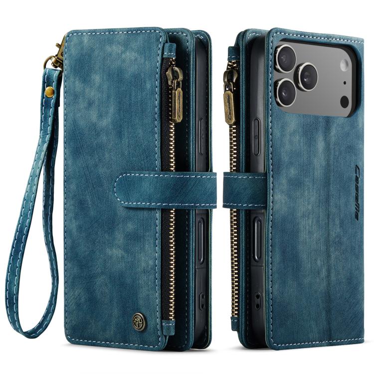 For iPhone 17 Pro CaseMe C30 Card Slots Zipper Wallet Leather Phone Case(Blue) - iPhone 17 Pro Cases by CaseMe | Online Shopping UK | buy2fix