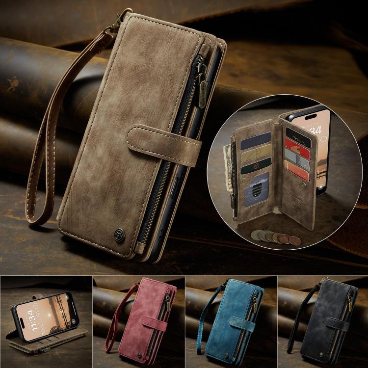 For iPhone 17 Pro Max CaseMe C30 Card Slots Zipper Wallet Leather Phone Case(Brown) - iPhone 17 Pro Max Cases by CaseMe | Online Shopping UK | buy2fix