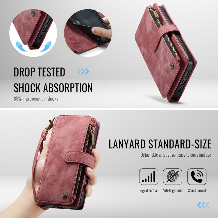 For iPhone 17 Pro Max CaseMe C30 Card Slots Zipper Wallet Leather Phone Case(Red) - iPhone 17 Pro Max Cases by CaseMe | Online Shopping UK | buy2fix