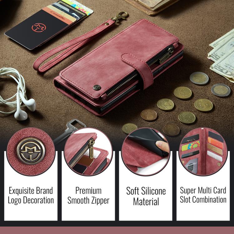 For iPhone 17 Pro Max CaseMe C30 Card Slots Zipper Wallet Leather Phone Case(Red) - iPhone 17 Pro Max Cases by CaseMe | Online Shopping UK | buy2fix