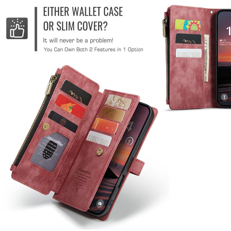 For iPhone 17 Pro Max CaseMe C30 Card Slots Zipper Wallet Leather Phone Case(Red) - iPhone 17 Pro Max Cases by CaseMe | Online Shopping UK | buy2fix