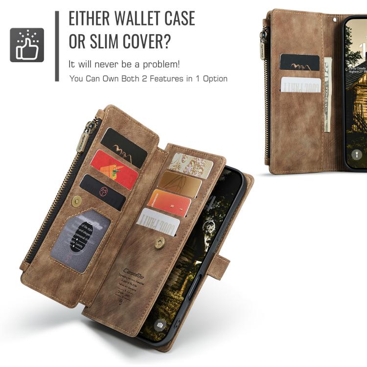 For iPhone Air CaseMe C30 Card Slots Zipper Wallet Leather Phone Case(Brown) - iPhone Air Cases by CaseMe | Online Shopping UK | buy2fix
