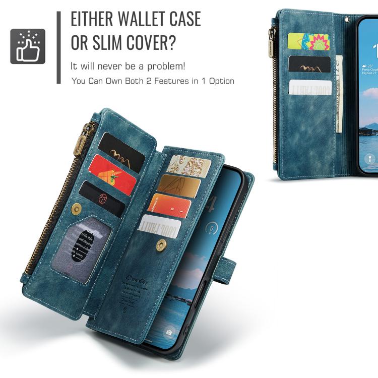 For iPhone Air CaseMe C30 Card Slots Zipper Wallet Leather Phone Case(Blue) - iPhone Air Cases by CaseMe | Online Shopping UK | buy2fix