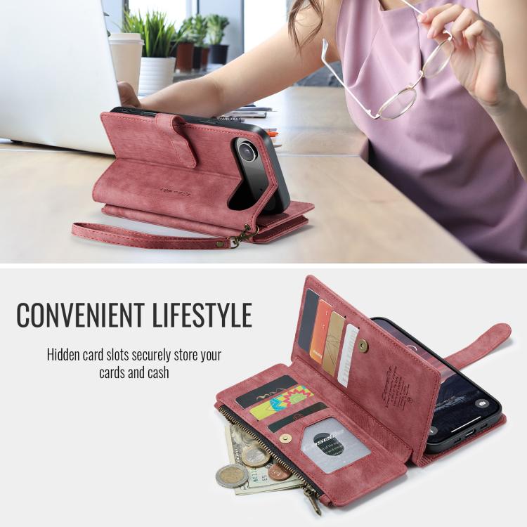 For iPhone Air CaseMe C30 Card Slots Zipper Wallet Leather Phone Case(Red) - iPhone Air Cases by CaseMe | Online Shopping UK | buy2fix