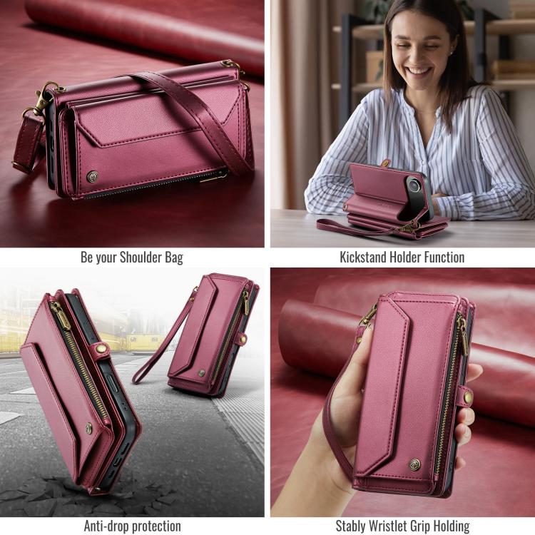 For iPhone Air CaseMe C36 Card Slots Zipper Wallet RFID Anti-theft Leather Phone Case(Red) - iPhone Air Cases by CaseMe | Online Shopping UK | buy2fix