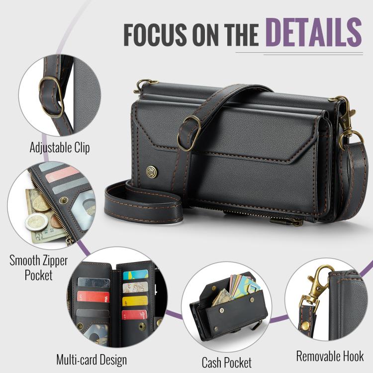 For iPhone Air CaseMe C36 Card Slots Zipper Wallet RFID Anti-theft Leather Phone Case(Black) - iPhone Air Cases by CaseMe | Online Shopping UK | buy2fix