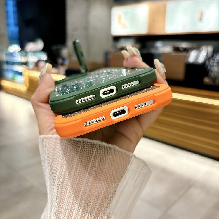 For iPhone 14 CD-grain Gradient Glitter Magsafe Acrylic Hybrid TPU Phone Case(Green) by buy2fix