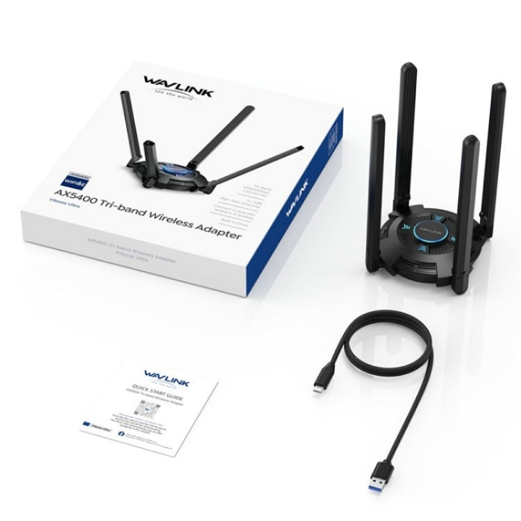 WAVLINK WN695X2 AX5400 USB WiFi 6 Dongle 4 Antennas Receiver Tri-Band Wireless Adapter by WAVLINK