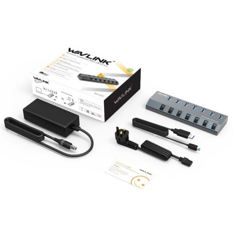 WAVLINK UH3076 5Gbps 7-port USB 3.0 Hub with Independent Switch and LED Indicator(UK Plug) by WAVLINK