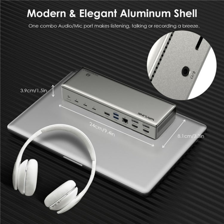 WAVLINK UTD41 PRO RJ45 / Audio / SD Card Reader 15-in-1 Thunderbolt 4 Docking Station, Plug:UK Plug - by WAVLINK | Online Shopping UK | buy2fix