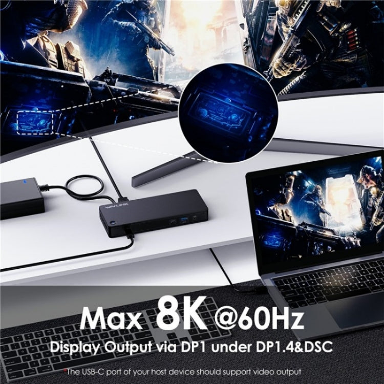 WAVLINK UTD22 Support 96W Laptop Charging USB4 Docking Station Dual Monitor USB-C Hub(US Plug) - by WAVLINK | Online Shopping UK | buy2fix